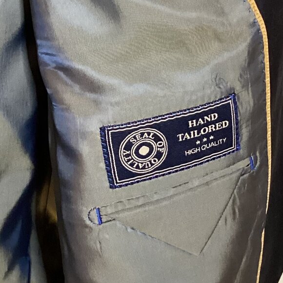 Carlo Monza Couture Men's Suit Blazer Jacket Size 44 Regular Navy Blue Pin Strip - Picture 8 of 9